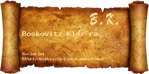 Boskovitz Klára névjegykártya